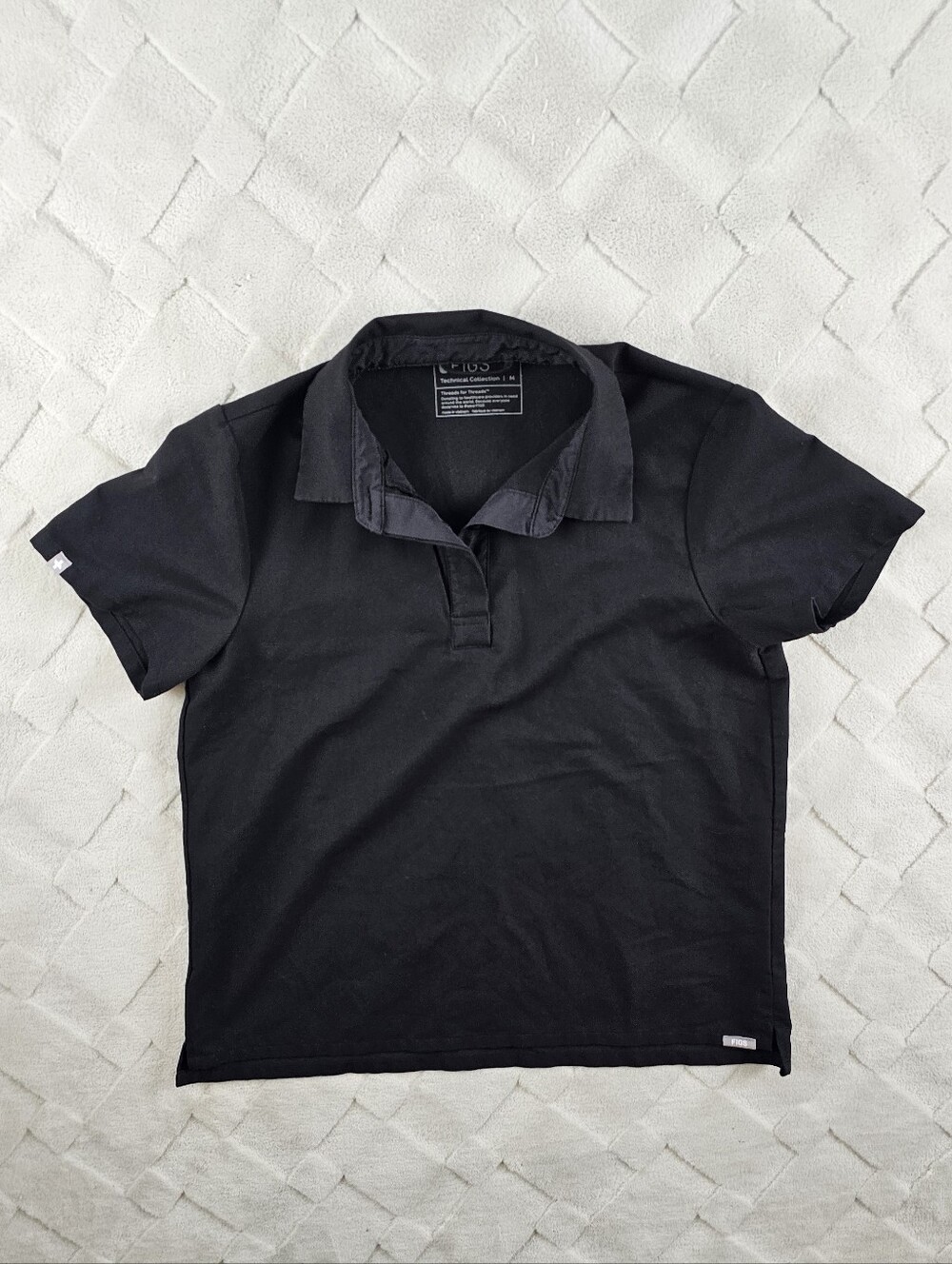 FIGS Nala Scrub Polo Top Womens Medium Black Medial Nurse Wear